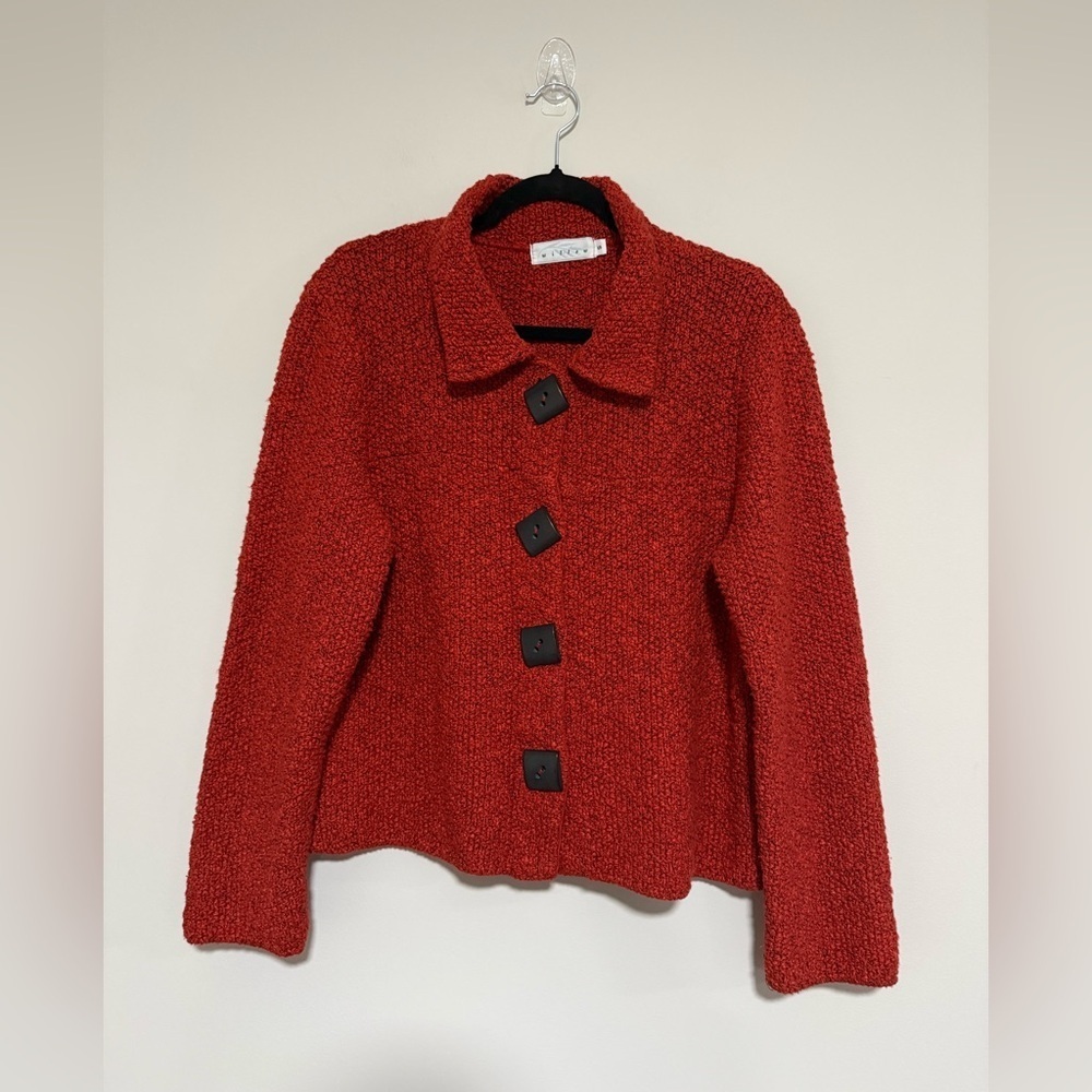 VTG Willow Orange Textured Knit Cardigan Jacket Small Twee Boho Y2K Academia
